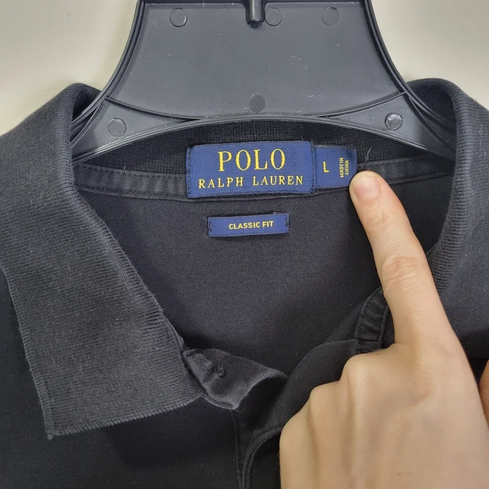 Ralph Lauren Polo Black Short Sleeve Shirt Pony Logo Men's L Classic Fit